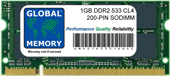 1GB DDR2 533MHz PC2-4200 200-PIN SODIMM MEMORY RAM FOR LAPTOPS/NOTEBOOKS 1GB DDR2 533MHz PC2-4200 200-PIN SODIMM MEMORY RAM FOR LAPTOPS/NOTEBOOKS